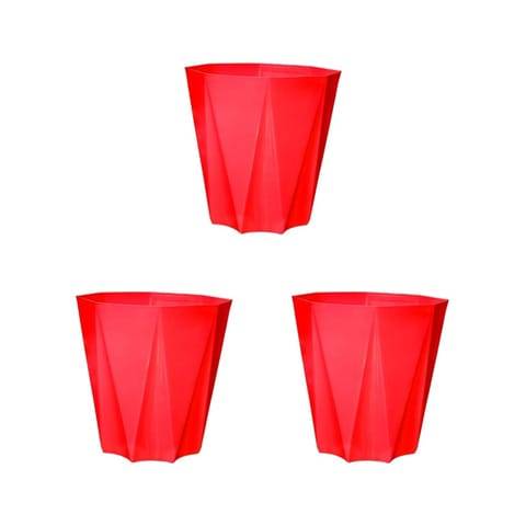 Set of 3 - 4 Inch Red Premium Diamanti Plastic Pot