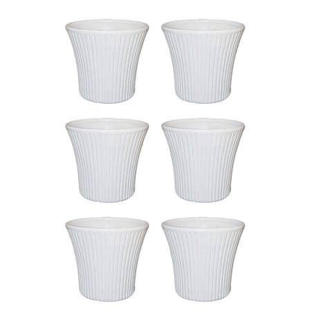 Set of 6 - 8 Inch White Sunrise Plastic Pot