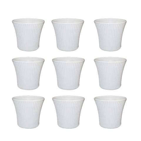Set of 9 - 8 Inch White Sunrise Plastic Pot