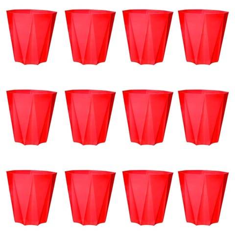 Set of 12 - 4 Inch Red Premium Diamanti Plastic Pot