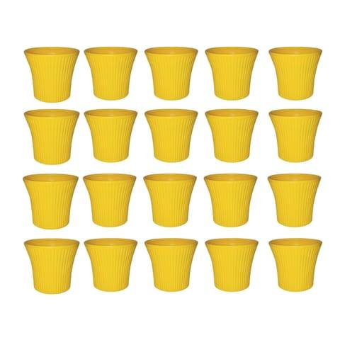 Set of 20 - 8 Inch Yellow Sunrise Plastic Pot