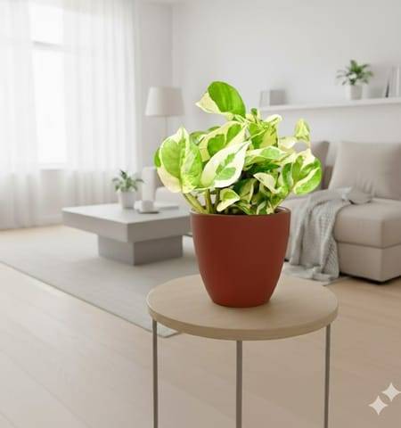 Gift Ready - Money Plant N'joy in 4 inch Shilp Maati Pot - Chic Small Pot for Decor Corners - comes in a beautiful gifting bag