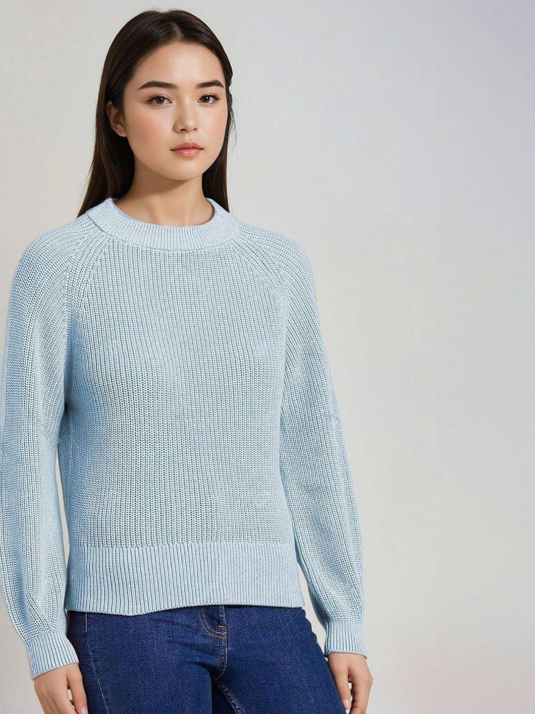 Kotty Women Self Design Round Neck Long Sleeves Pullover Sweaters