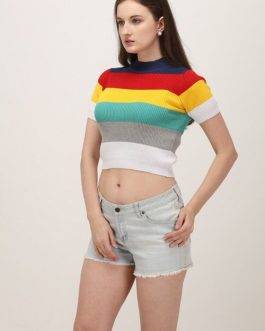 Woolen Rainbow Crop Top