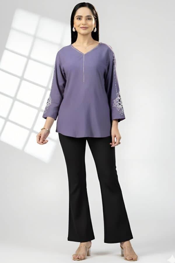 Flared Solid Black Pant in Tencel Roma Spandex