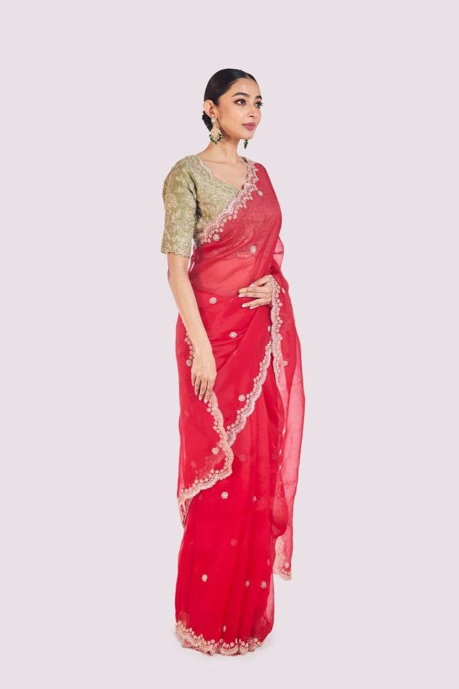 Red Organza Saree Buy at ₹30495