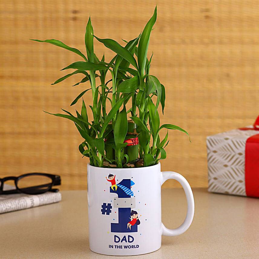 2 Layer Bamboo Plant In No 1 Dad Ceramic Mug