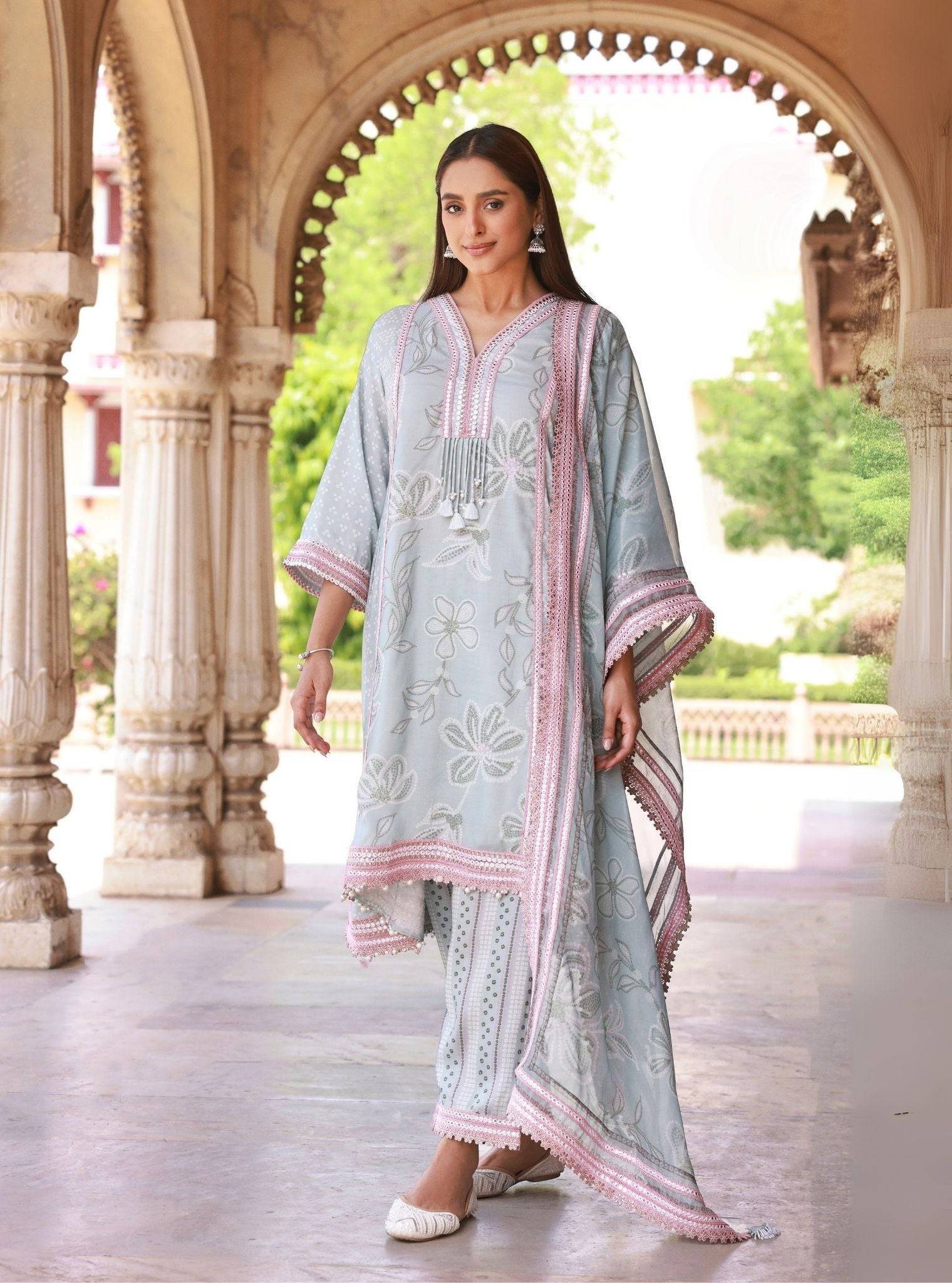Vrishti Organza Light Blue Kurta Set