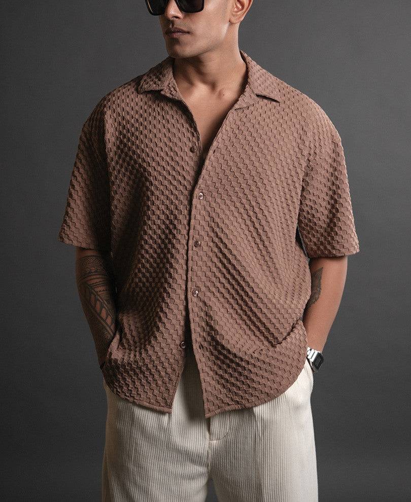 Light Brown Structured Oversized Half Sleeves Shirt Buy @ ₹499