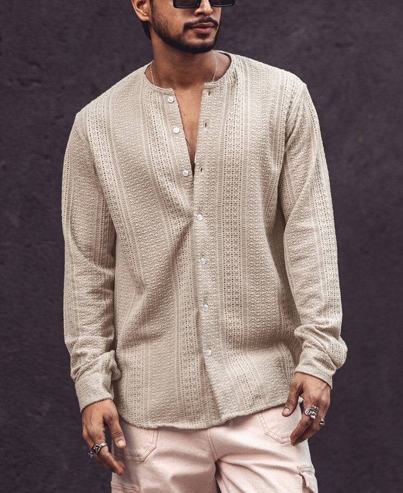 Beige Crochet Full Sleeves Shirt Buy @ ₹599