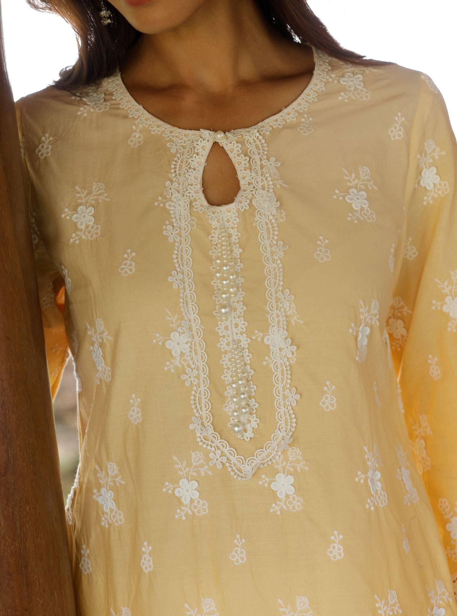 Zehen Ombre Supima Cotton Yellow Kurta Set