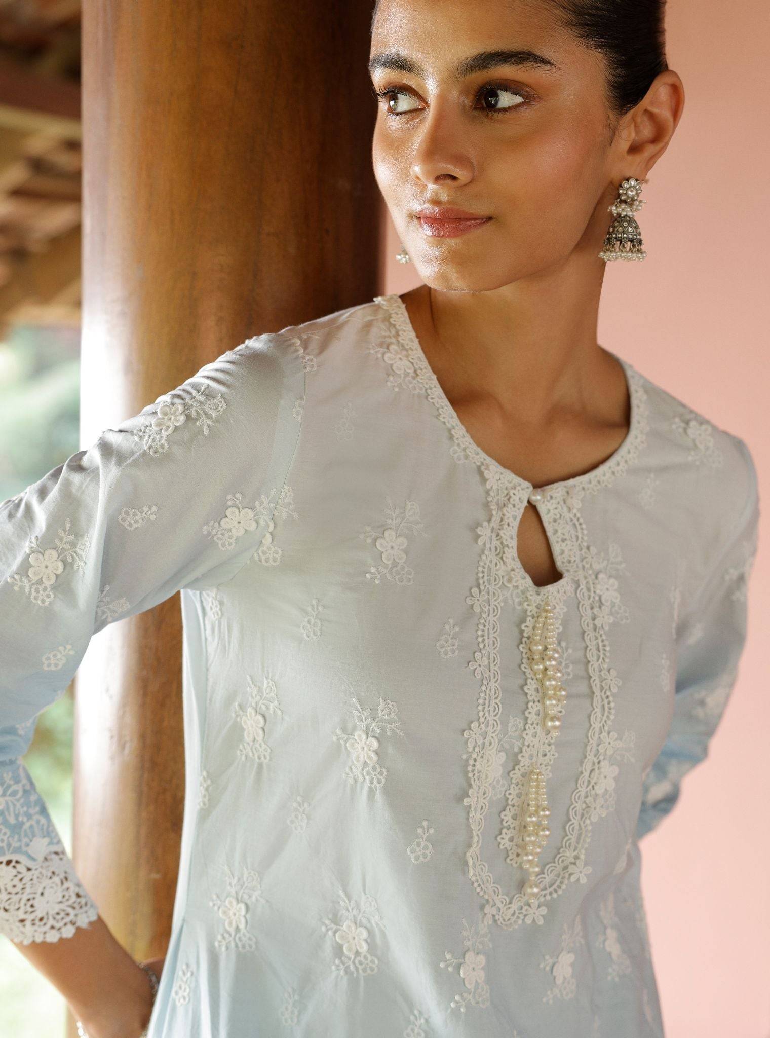 Zehen Ombre Supima Cotton Blue Kurta Set