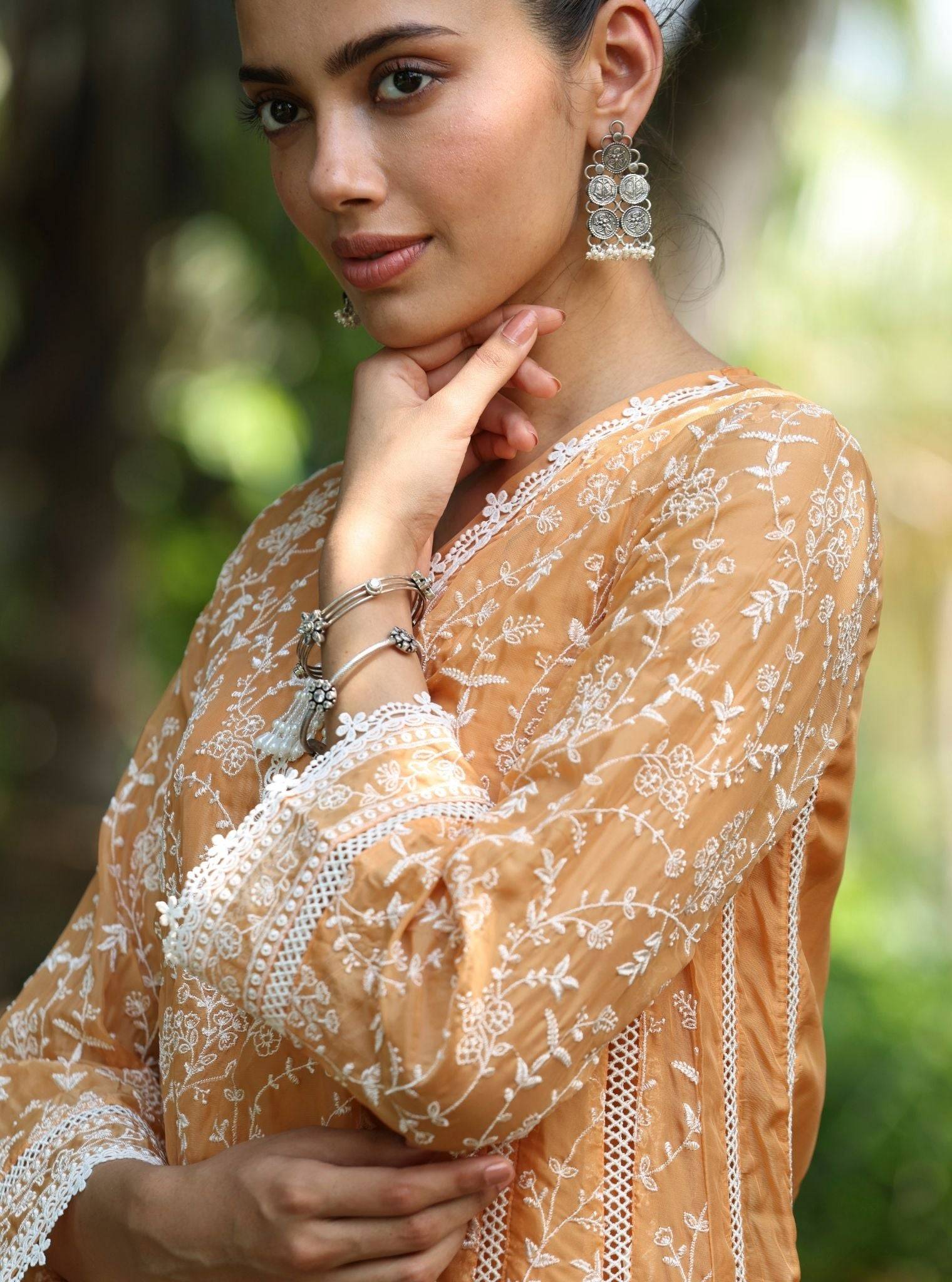 Caara Organza Orange Kurta Set