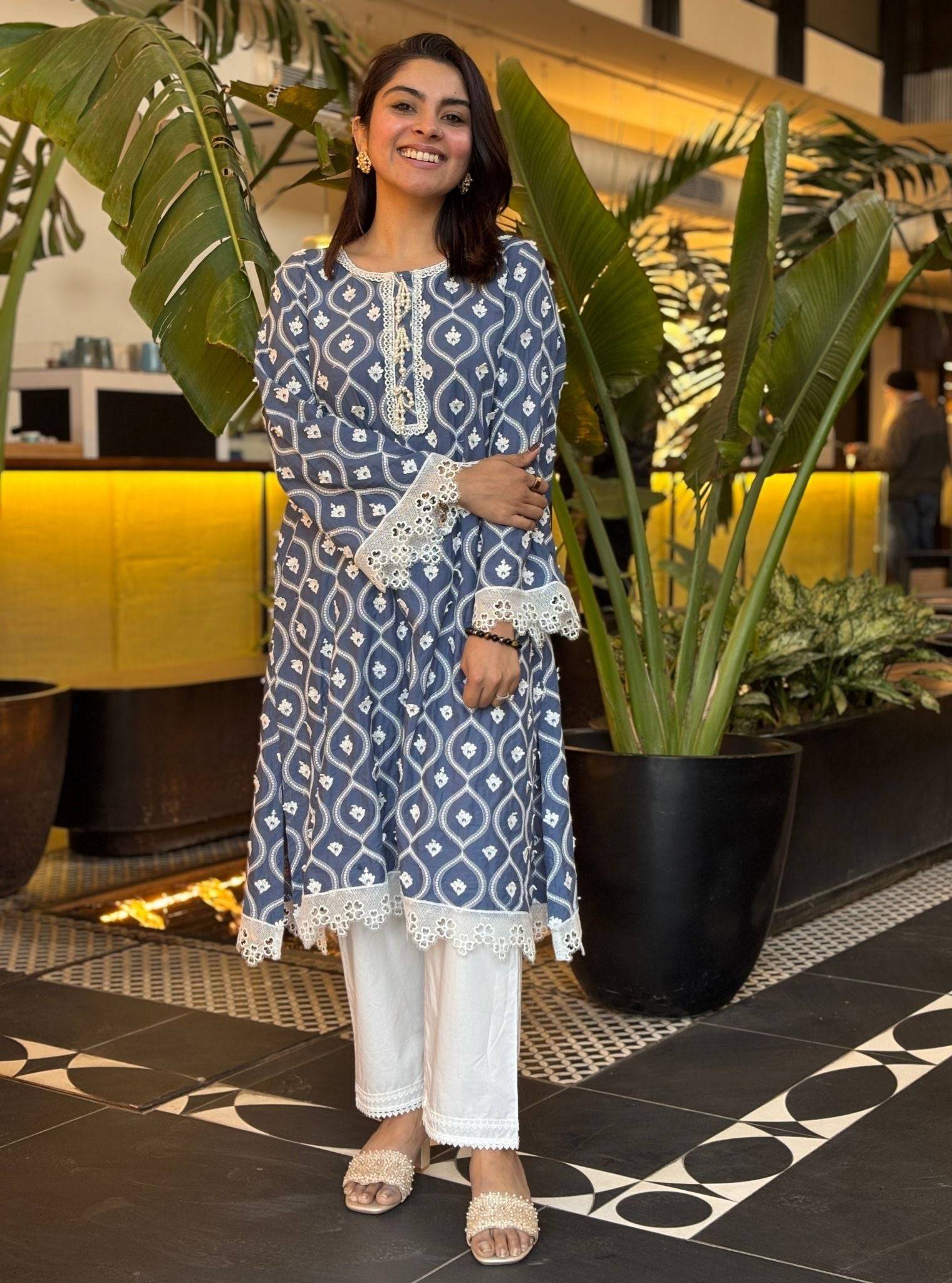 Sintra Cotton Navy Kurta Set