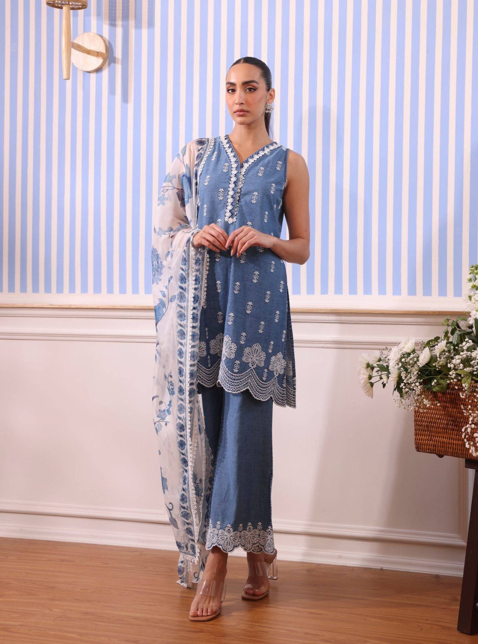 Dante Denim Blue Kurta Set