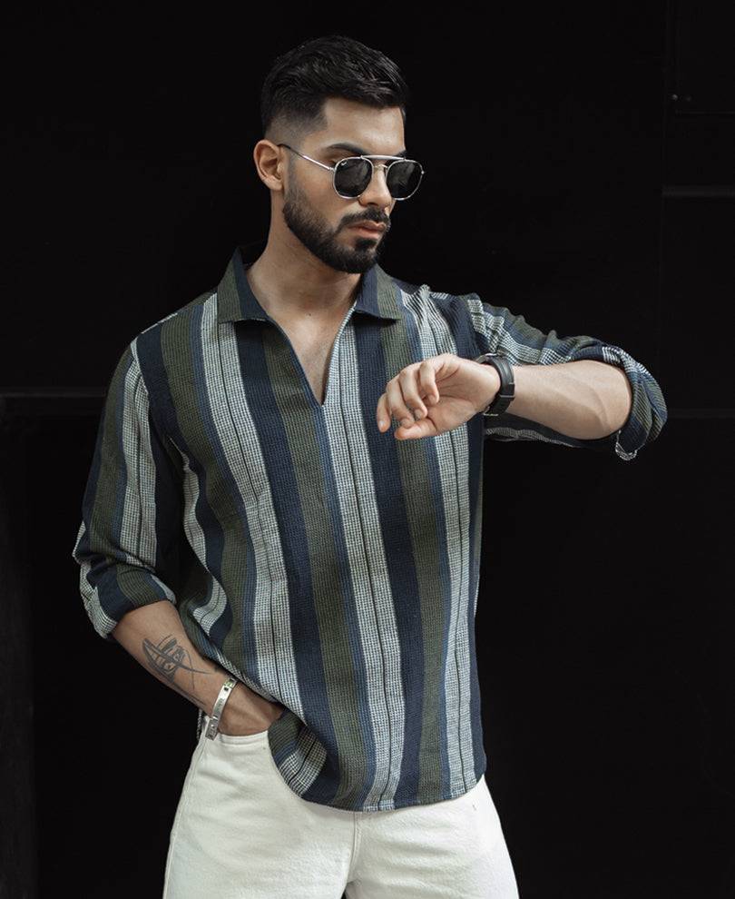 Multi Colour Regular Fit Striped Full Sleeves Shirt Buy @ ₹699