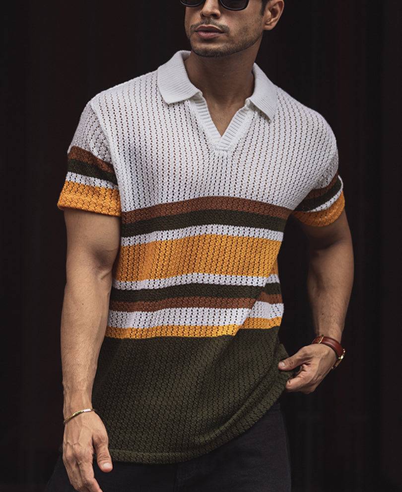 Multi Colour Crochet Regular Fit Half Sleeves T-Shirt Buy @ ₹999