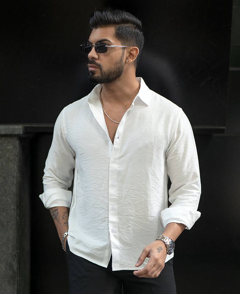 White Full Sleeves Regular Fit Shirt Buy @ ₹999