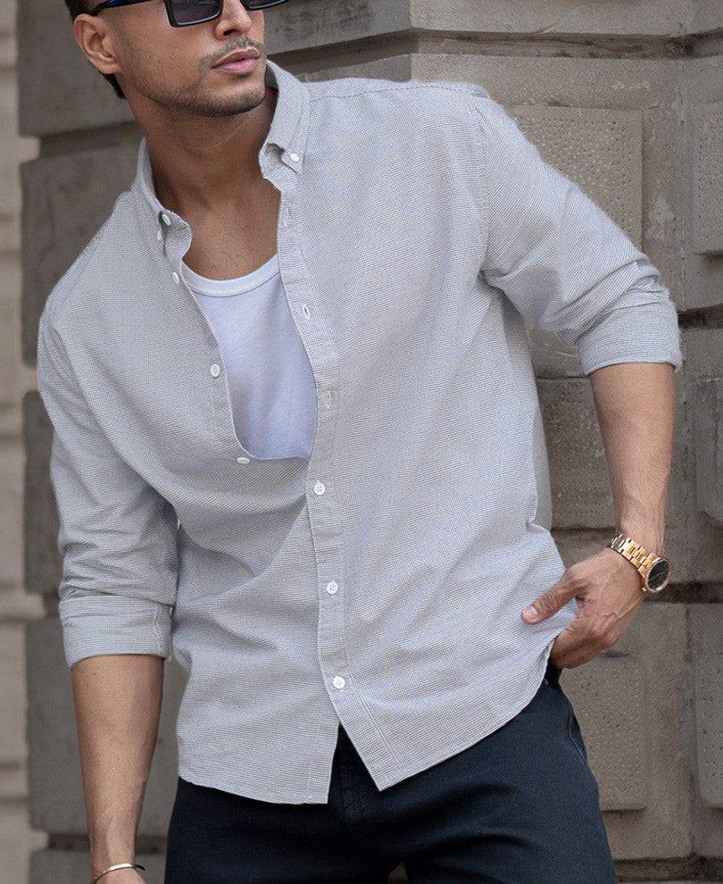 Grey Micro Checks Shirt Buy @ ₹599