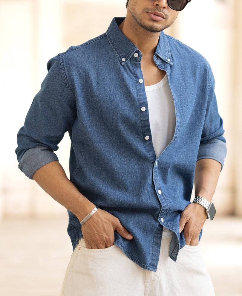 Blue Denim Full Sleeves Regular Fit Shirt Buy @ ₹1299