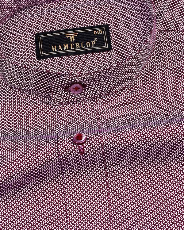 Capricorn Maroon With White Printed Cotton Shirt