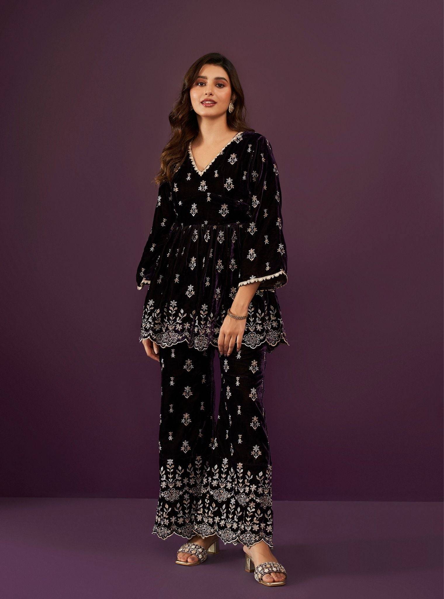 Kessie Velvet Purple Top Set