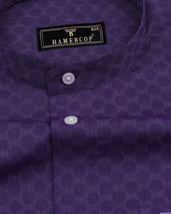 Osino Purple Solid Dobby Texture Cotton Shirt
