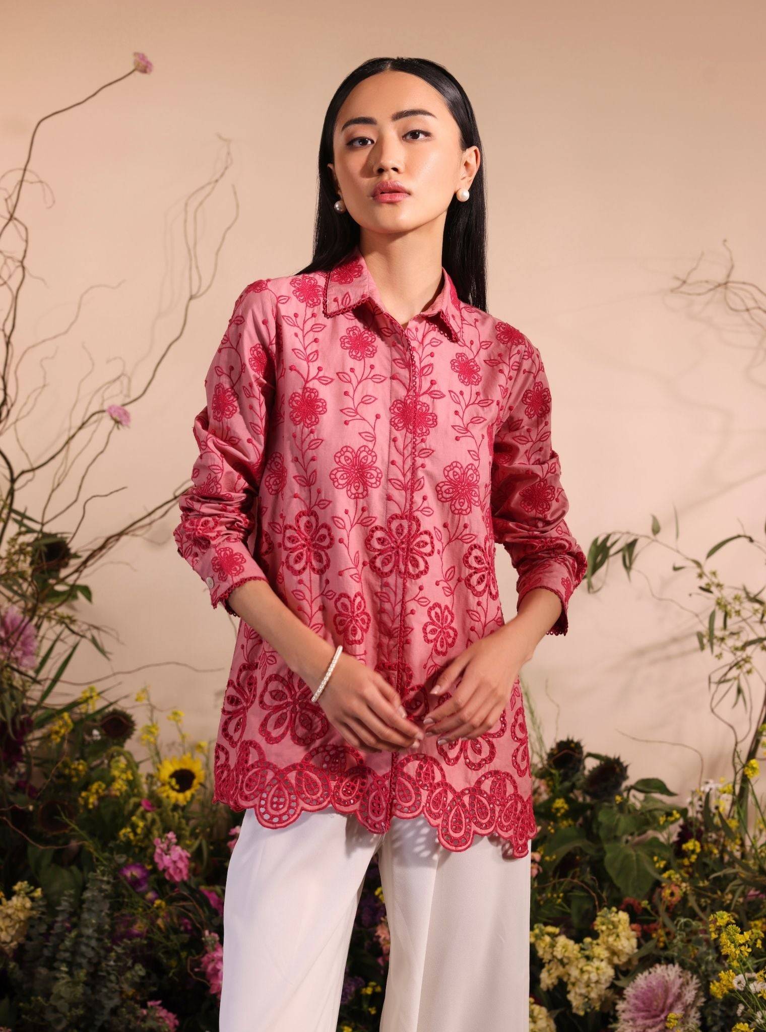 Romy Cotton Salmon Pink Shirt