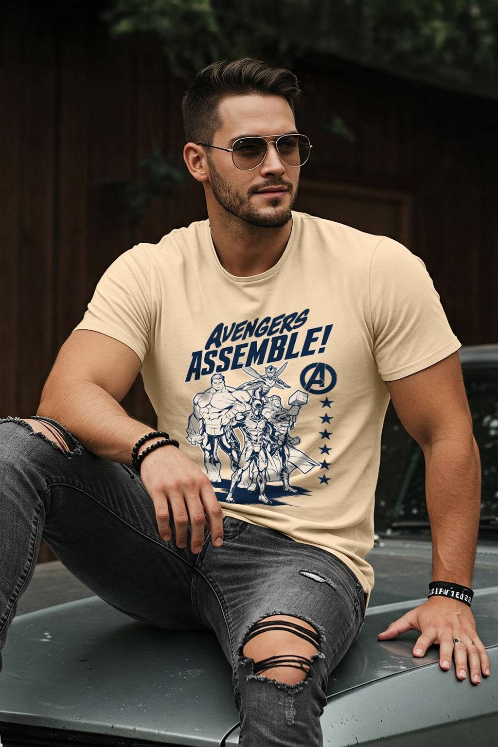 Avengers Swanwhite Regular Fit Printed T-shirt