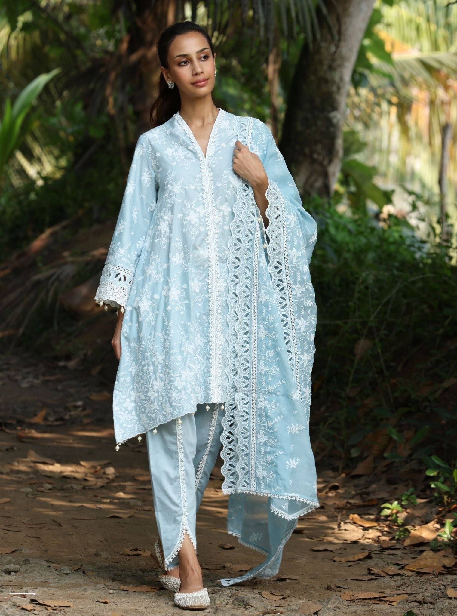Aalaya Supima Cotton Blue Kurta Set