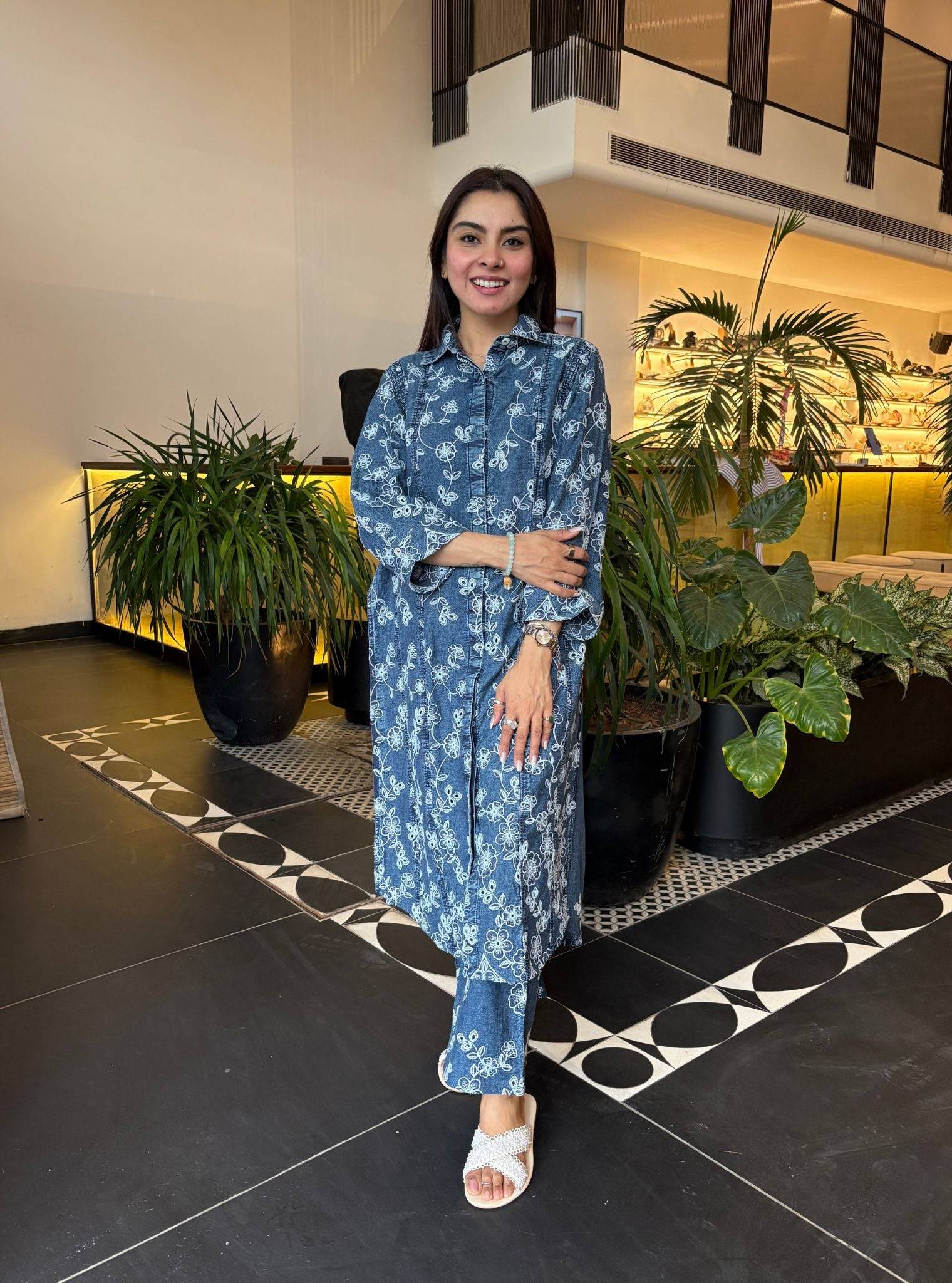 Ondra Denim Blue Kurta Set