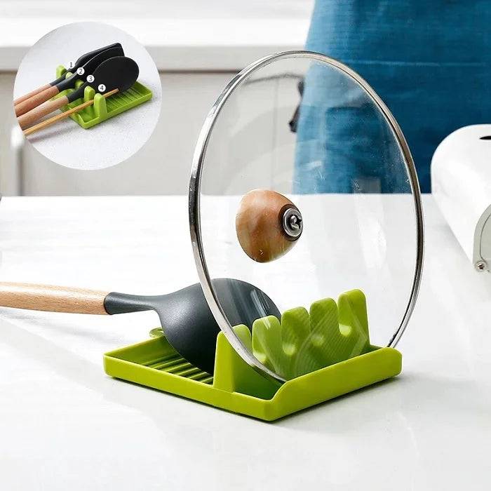 Plastic Oil Spill Spoon Resting Tray – 4-Slot Spoon Holder Stand for Kitchen Utensils, Spatula, Ladle & Chopsticks (Random Color, Pack of 1) Buy @ ₹49
