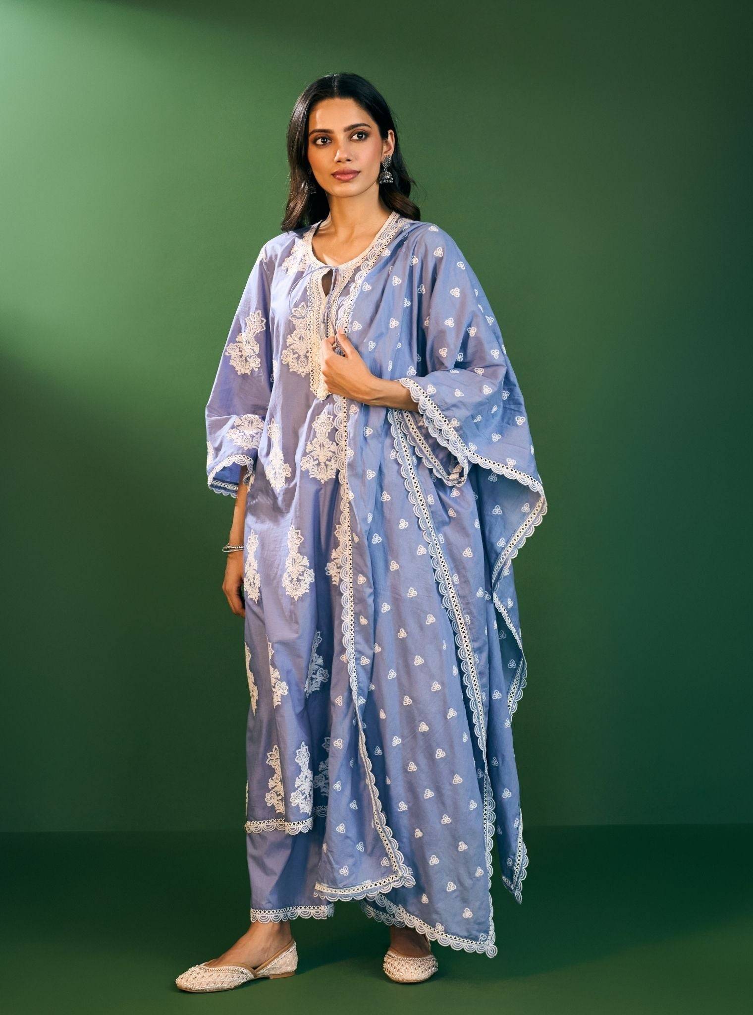 Rimi Cotton Steel Blue Kurta Set