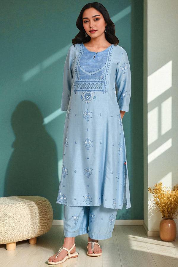 Blue Printed kurta Co-Ord Set