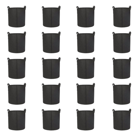 Set of 20 - 8x8 Inch Round Black LUMA Grow Bag - 400 GSM Heavy Duty Geo Fabric, Breathable, Reusable Planter for Home Gardening