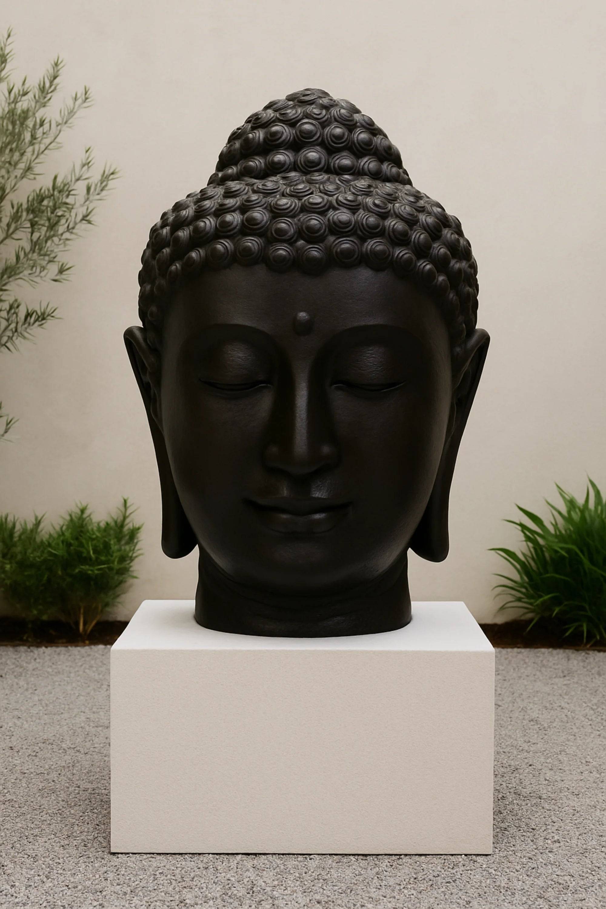 Buddha Head Statue - Black Antique - Style 02