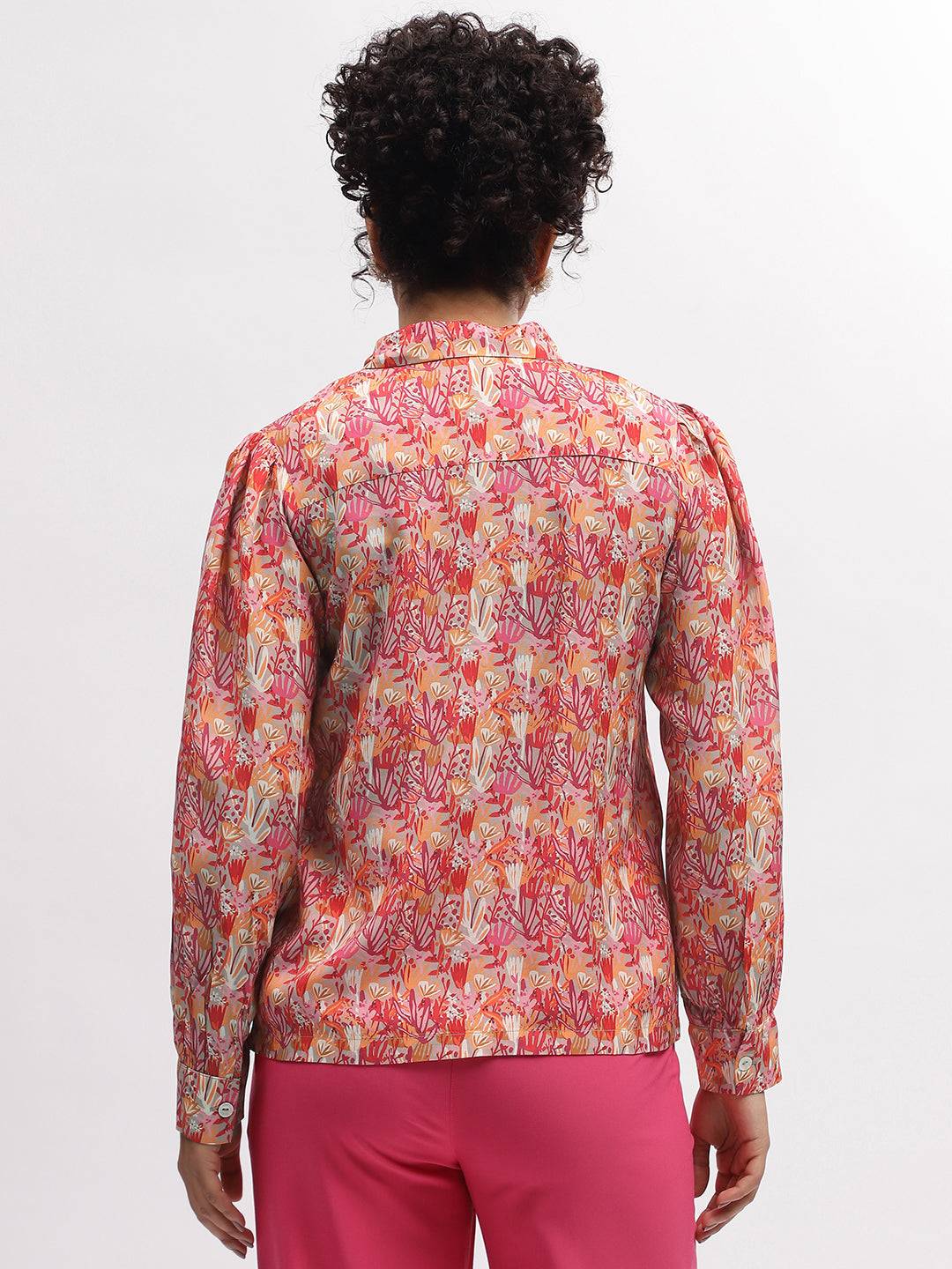 Iconic Women Multi Printed Spread Collar Full Sleeves Shirt