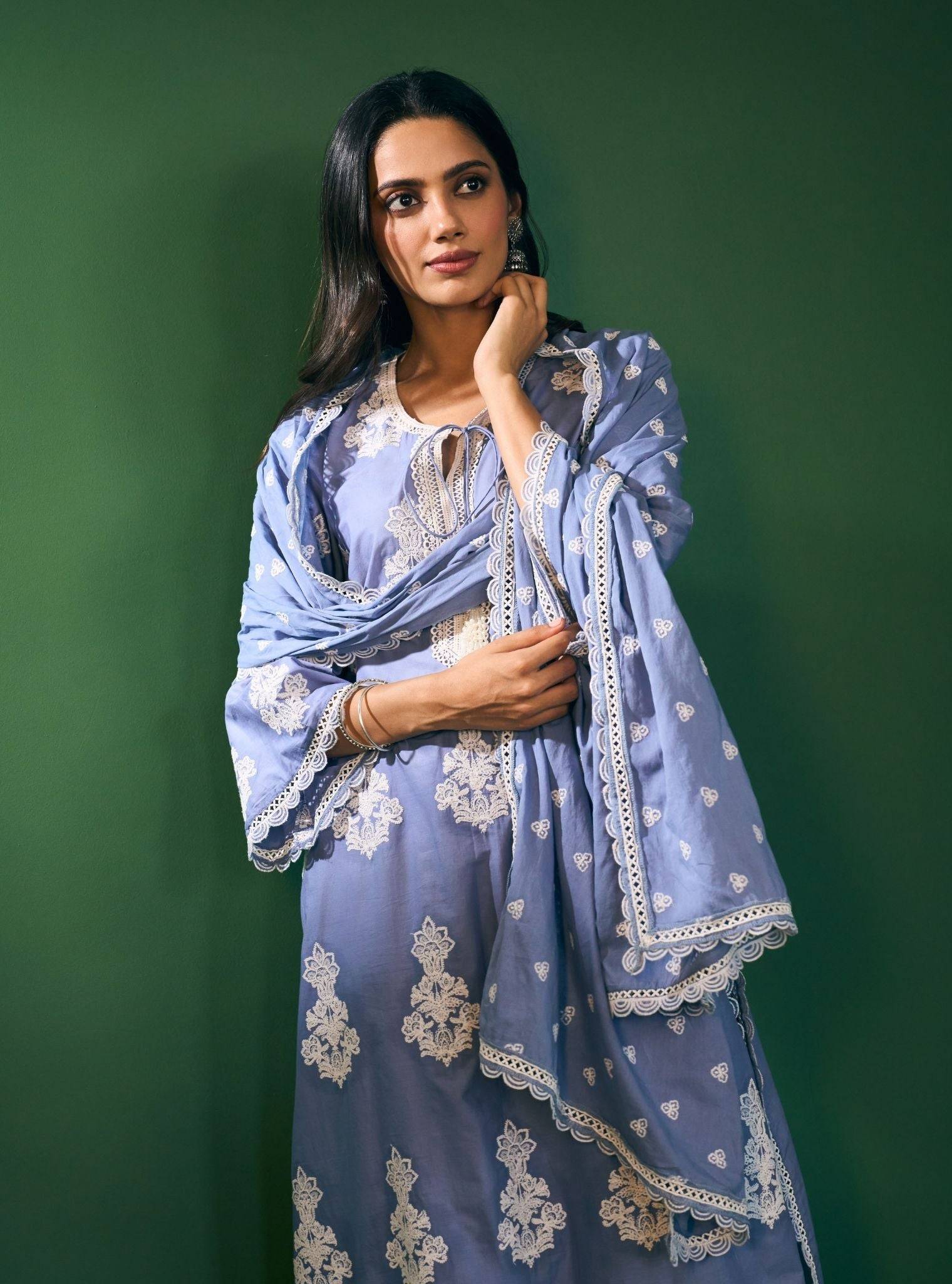 Rimi Cotton Steel Blue Kurta Set