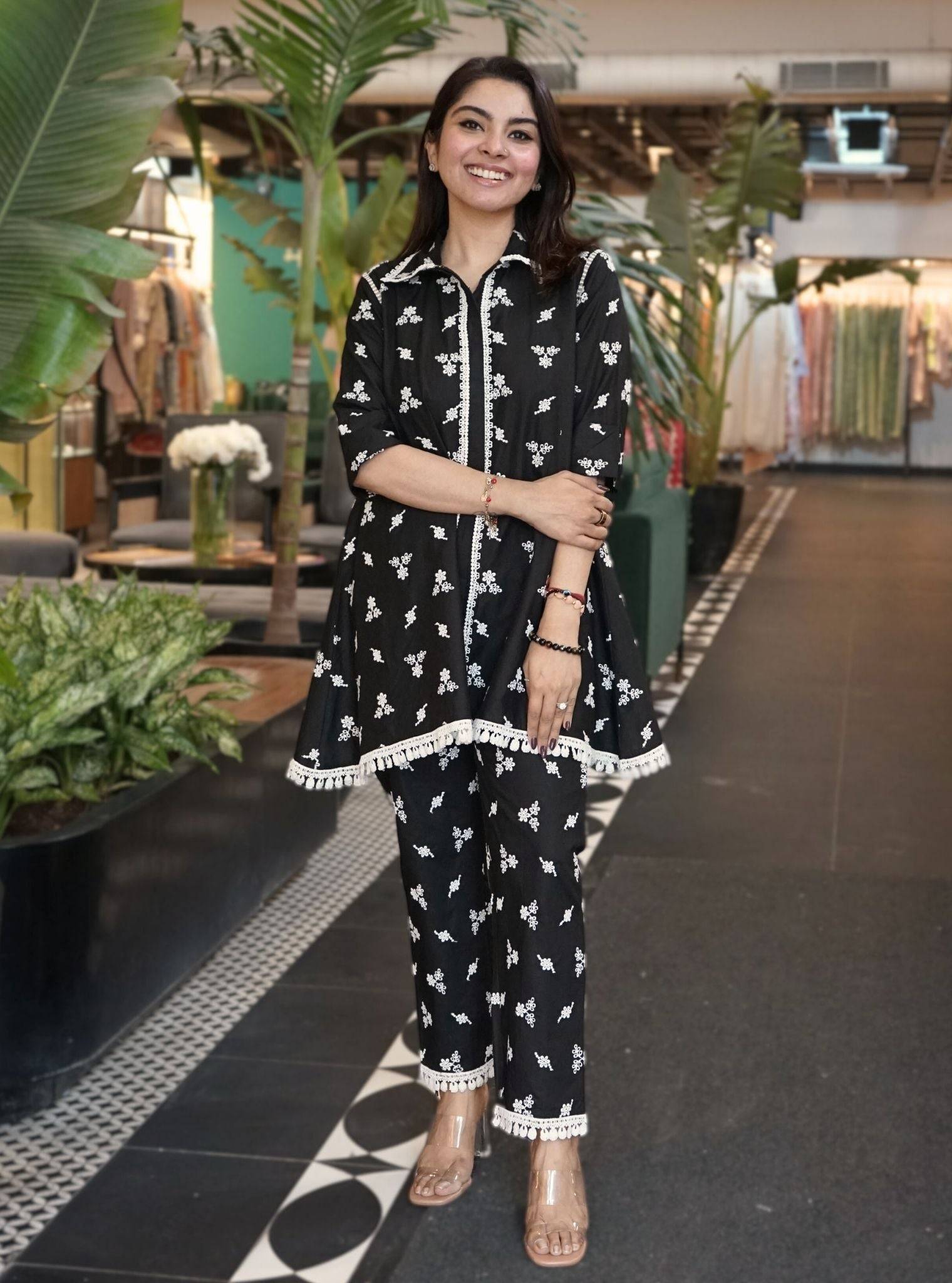 Colmar Cotton Black Shirt Co-ord Set