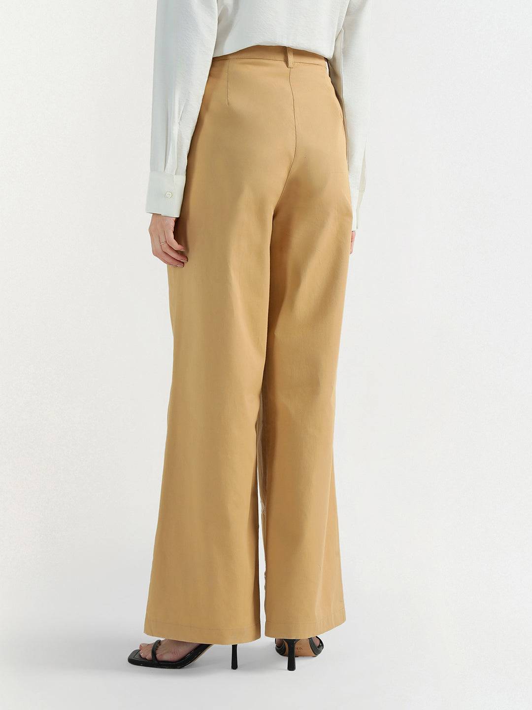 Elle Women Beige Embroidered Trouser