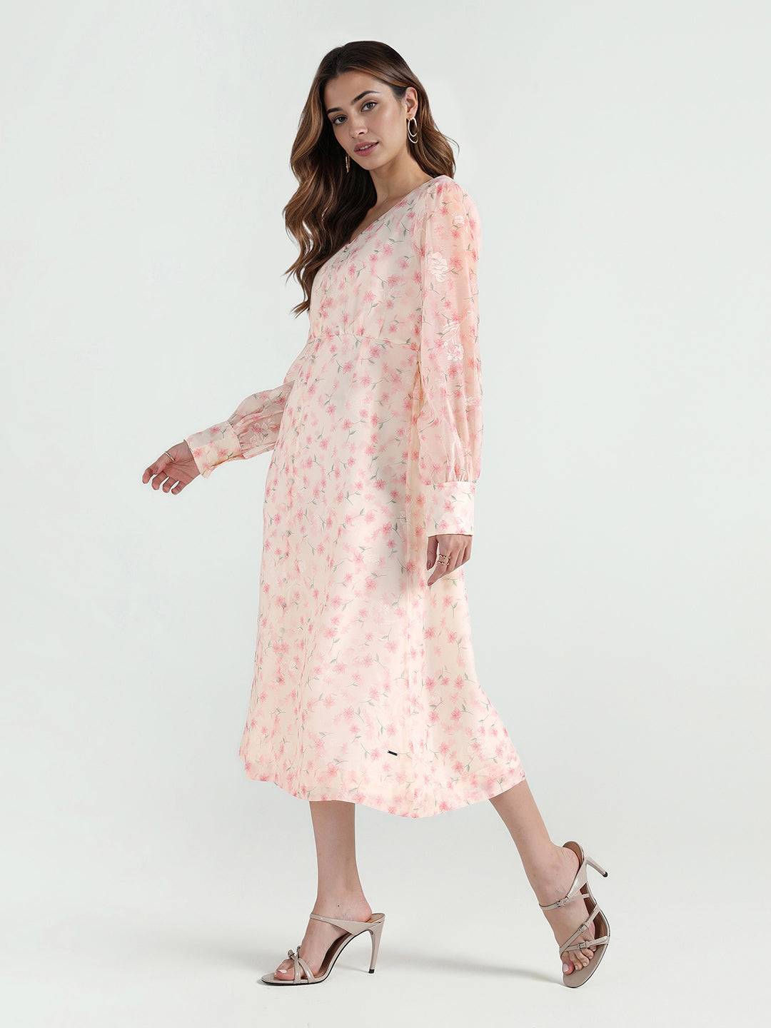 Elle Women Multi Printed V Neck Dress