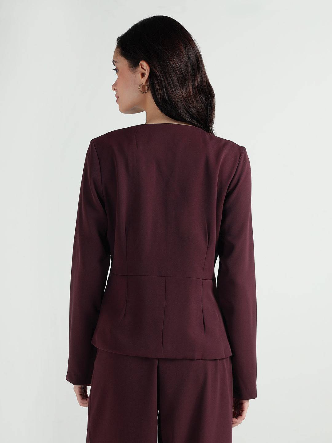 Elle Women Red Solid Square Neck Top