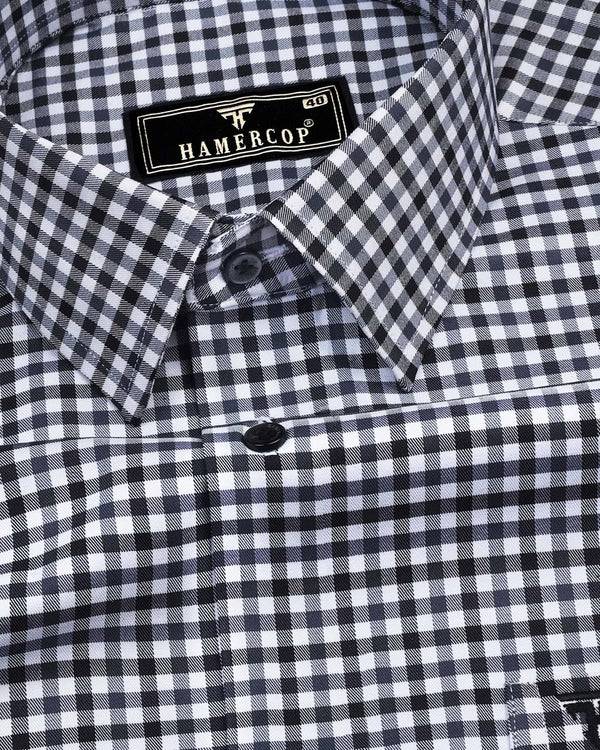 Cadet Gray Twill Check Premium Cotton Shirt