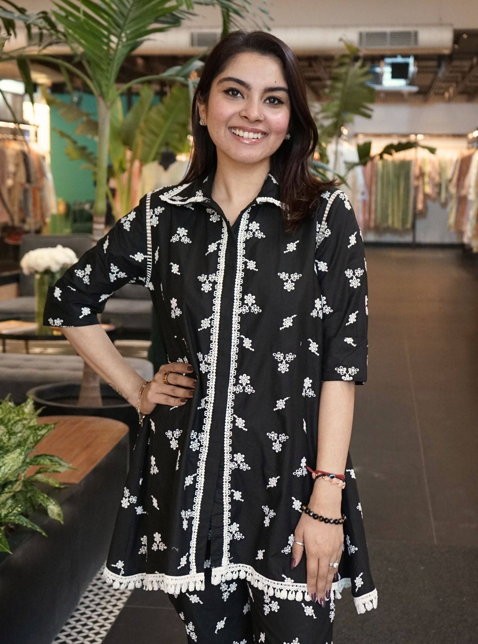 Colmar Cotton Black Shirt Co-ord Set