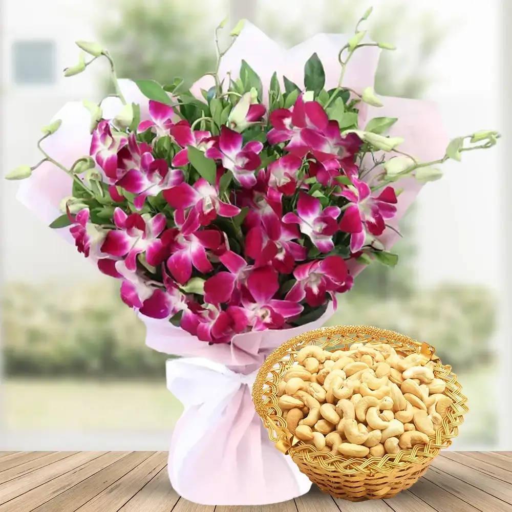 Orchids Bouquet & Dry Fruits