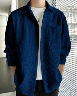 Full Sleeve Imported Waffle Men’s Blue Shirt