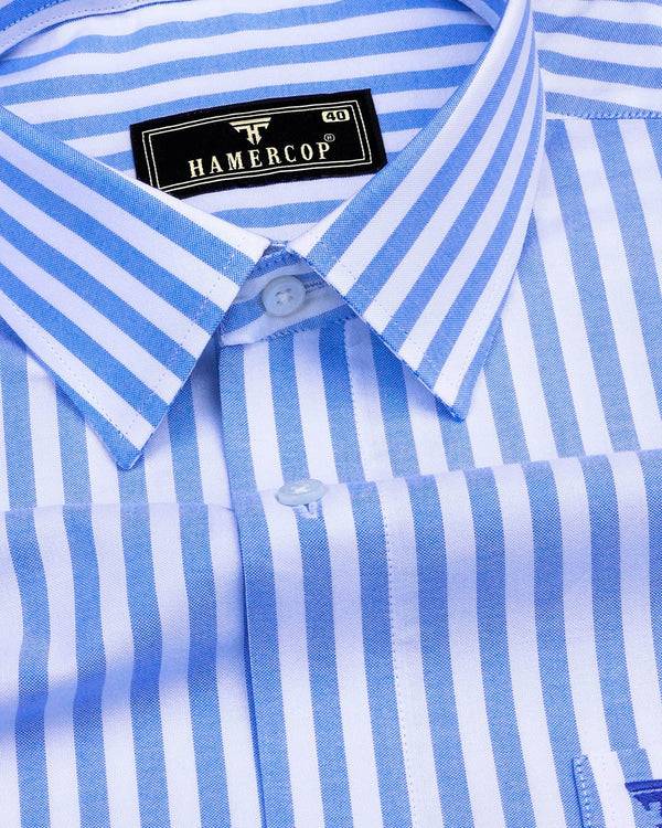 Torcello Blue With White Stripe Oxford Cotton Formal Shirt