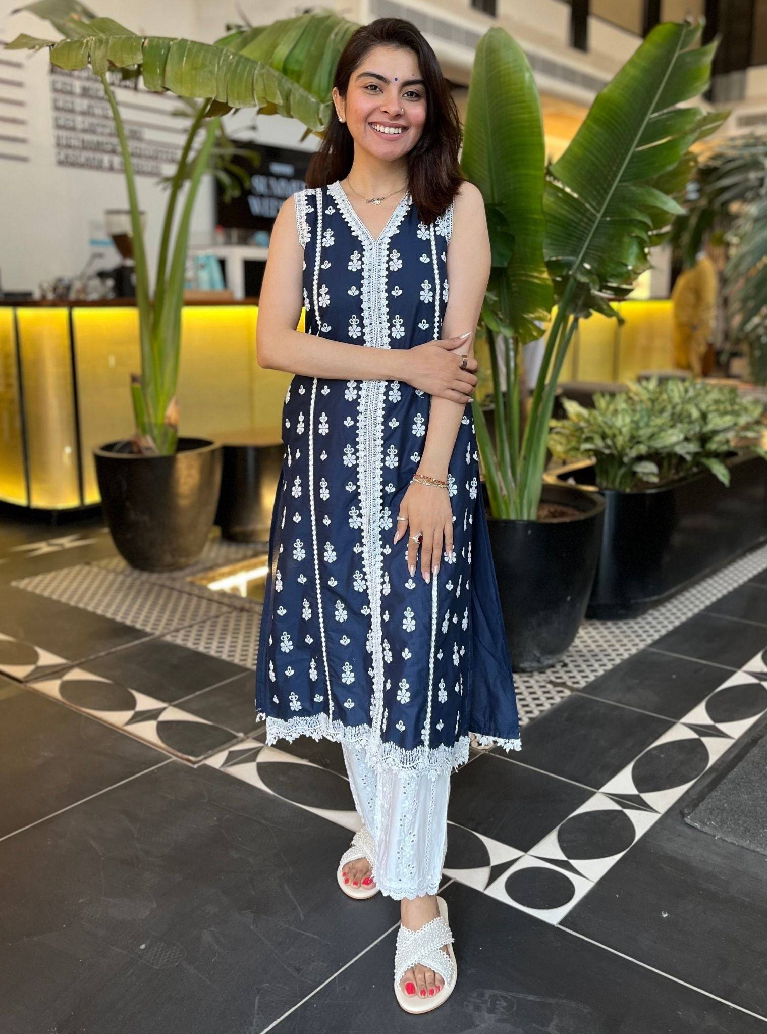 Alba Cotton Navy Kurta Set