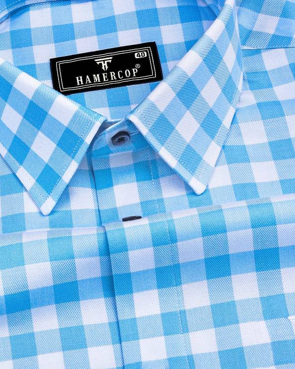 Dakota Blue With White Twill Check Cotton Shirt