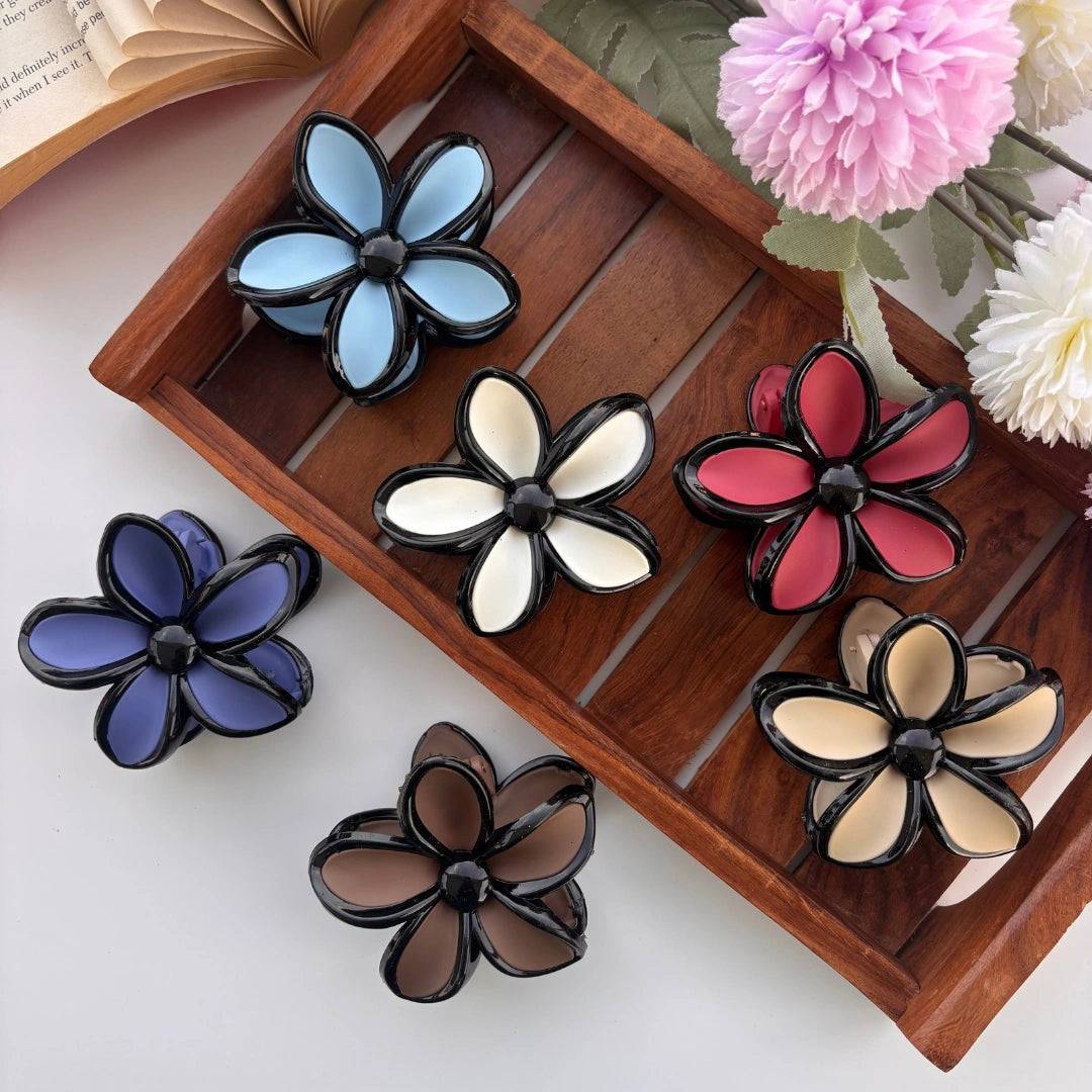 Glossy Petal Flower Hair Claw – Large 🌸✨